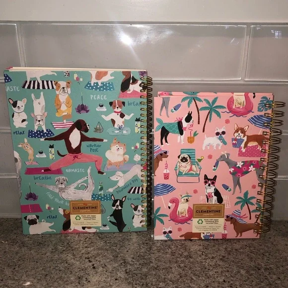 ✨NWT✨ Clementine Paper Spiral Notebook Journal Notebook Set of 2 Dog Print Theme - Picture 6 of 15